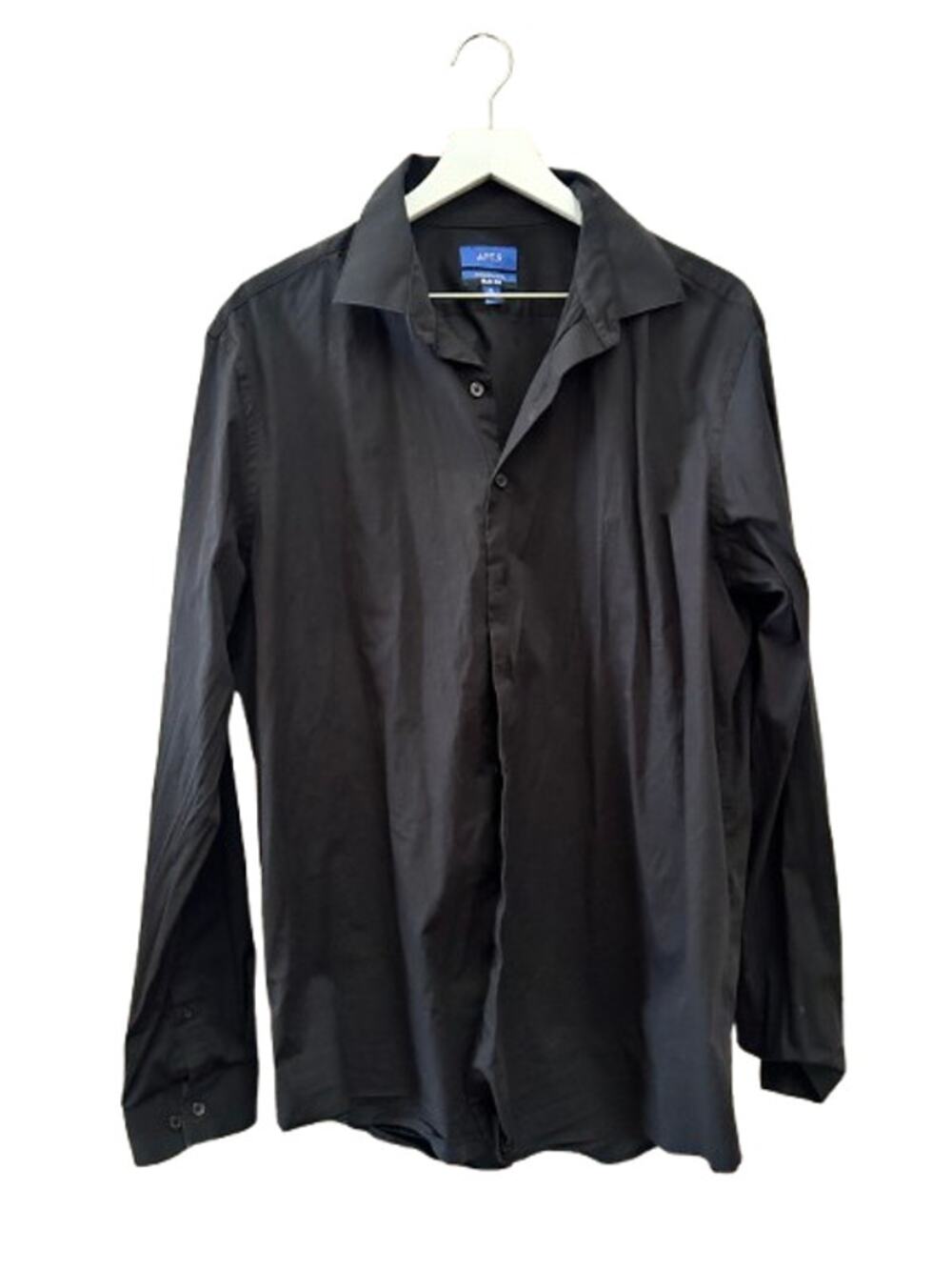 APT. 9 Mens Dress Shirt XL 17-17.5 36-37 Black Premier Flex Slim Fit